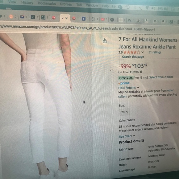 NWT 7 for All Mankind Roxanne Ankle jeans - Picture 12 of 13